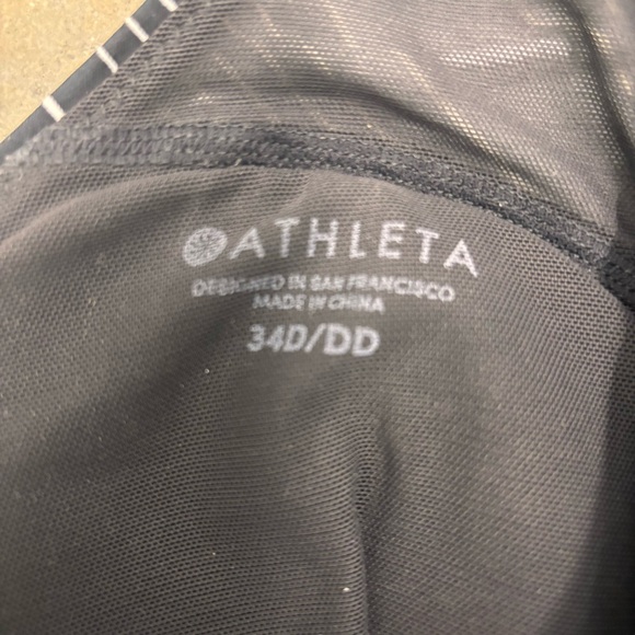 Athleta High Neck Bikini Top black white geometric stripe pattern Womens 34D - Picture 5 of 5